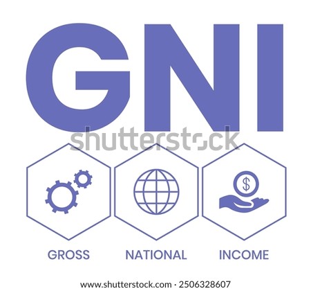 GNI - Gross National Income. acronym business concept. vector illustration concept with keywords