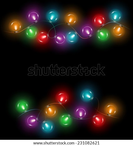 multicolored glassy circle led christmas lights garlands on black