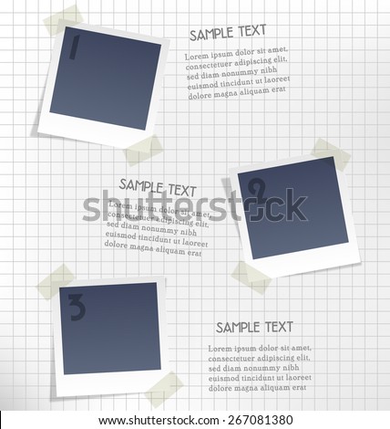 Photo frames for infographic on paper sheet in a cage