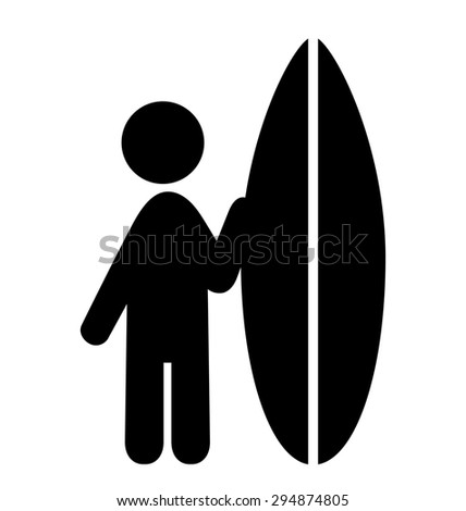Summer Water Sport Surfing Pictograms Flat People Icons Isolated on White Background