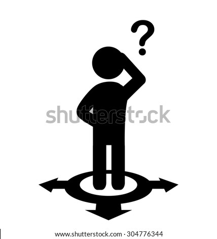 Confusion People with Navigation Arrows and Question Mark Flat Icons Pictogram Isolated on White Background