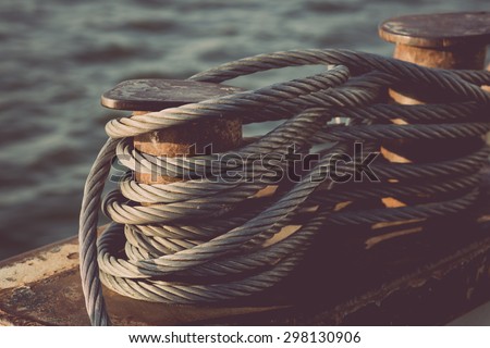 Color picture of a vintage boat docking cable