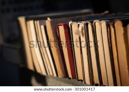 Color picture of old books in a row
