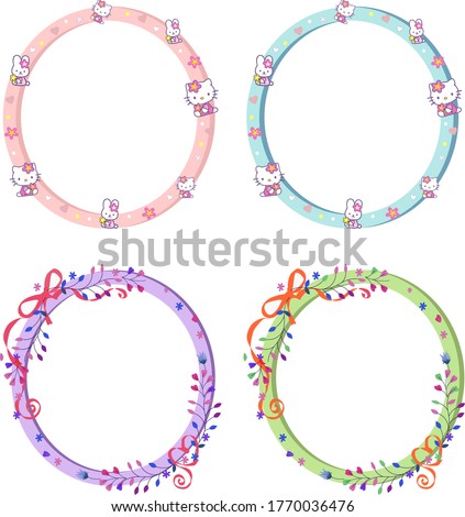 oval, round Festive frames for photos, albums, design magazines, for statuses, children's books, in large format on a white background, vector, isolated