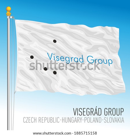 Visegrad Group flag and symbols, Poland, Czech Republic, Slovakia, Hungary, vector illustration
