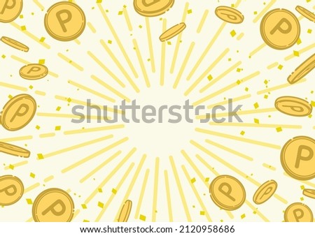 Background illustration of point coins flying off (white)