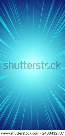 Background illustration of concentrated lines shining in blue neon color (vertical)