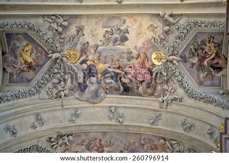KRAKOW, POLAND - OCT 30, 2014: Church of St. Anne.  Time when the church is open for tourists. Church of St. Anne is one of Poland\'s most beautiful Baroque churches.