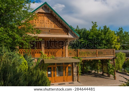 CHERNIVTSI, UKRAINE - MAY 30, 2015: Cottage in the tourist complex \
