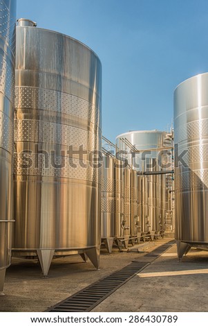 Industrial galvanized tanks for production wine