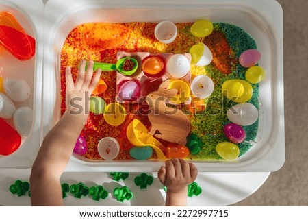 Similar – Image, Stock Photo Tray with colored easter eggs