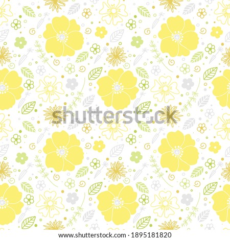 Vector flower pattern in doodle style with flowers and leaves. 

Delicat, floral background. Imagine de stoc © 