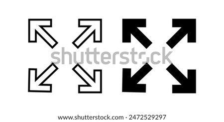 Expand 2 Icon. Symbol isolated white background. vector illustration. color editable.