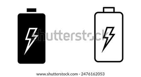 Battery 1 set Icon Symbol isolated white background. vector illustration. color editable.