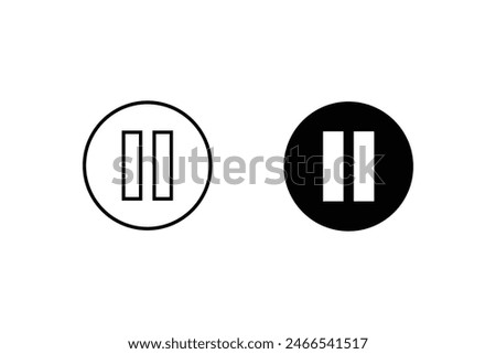 pause Icon for Graphic Design Projects in trendy flat style design isolated on white background. icon vector in outline and solid black