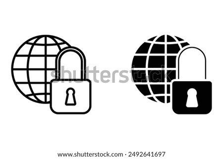 Global Security Vector outline Icon Design illustration. Nature and ecology Symbol on White background EPS 10 File