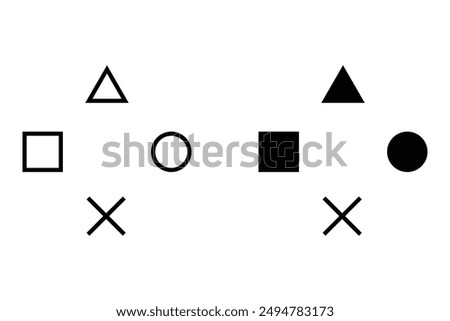 playstation glitch cross triangle square circle design game symbols flat illustration on white background