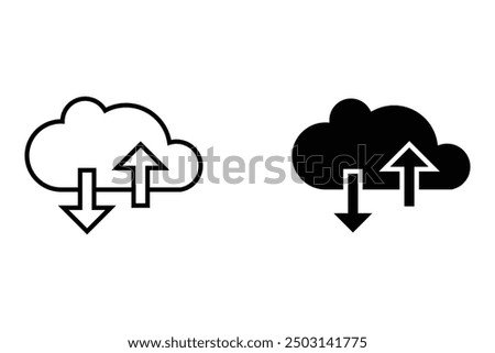 cloud download outline isolated vector on white background