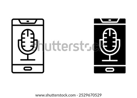 Mobile phone with mic icon inside it in a round circle