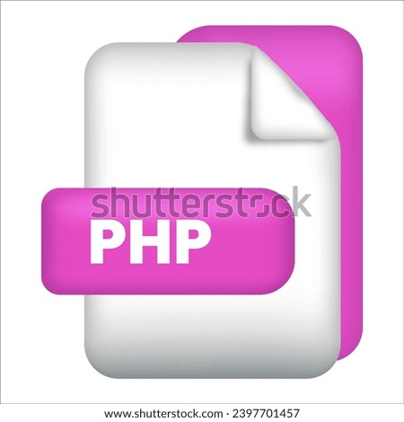 PHP file format icon. PHP file format 3d render icon with transparent background. PHP file format document color icon vector