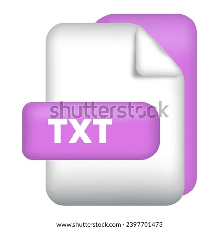 TXT file format icon. TXT file format 3d render icon with transparent background. TXT file format document color icon vector