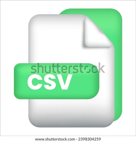 CSV file format icon. CSV file format 3d render icon on white background. CSV file format document color icon vector