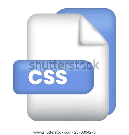 CSS file format icon. CSS file format 3d render icon on white background. CSS file format document color icon vector