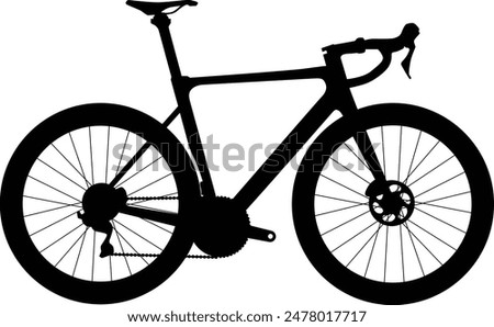 Road bike side view silhouette illustration with detailed part