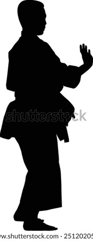 Karate men pose silhouette illustration