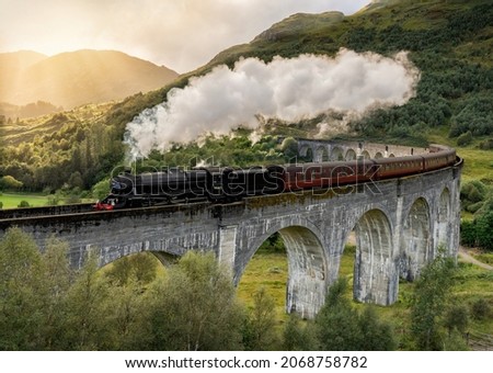 Image, Stock Photo Scenic landscape of steaming fumaroles in volcanic terrain