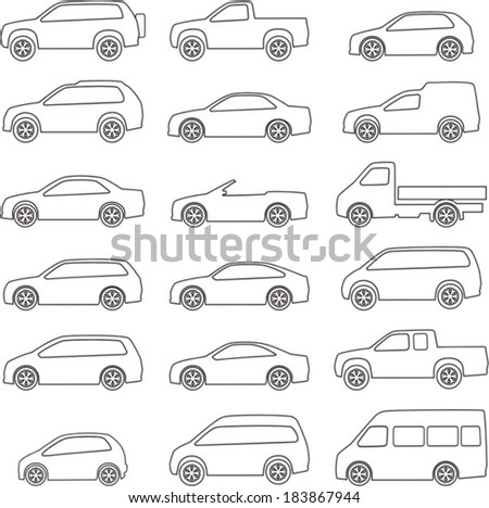 Set Of Circuits With Different Types Of Vehicles Bodies Stock Vector