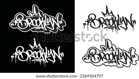 Brooklyn text in graffiti tag font style. Graffiti text vector illustrations.