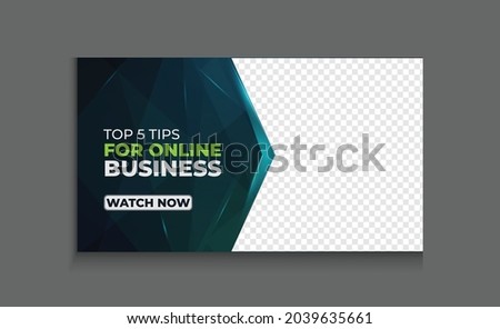 business plan online marketing thumbnail for video, editable template vector design