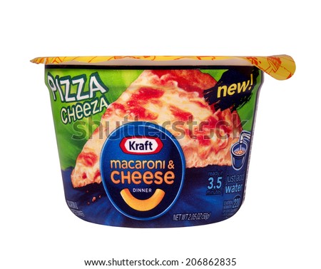 RIVER FALLS,WISCONSIN-JULY 23,2014: A bowl of Kraft Macaroni and Cheese. Kraft foods is a grocery conglomerate based in Northfield,Illinois.