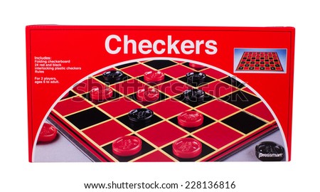 RIVER FALLS,WISCONSIN-NOVEMBER 4,2014: A box with Pressman brand checkers and board. Pressman Toy Corporation is located in New York City.