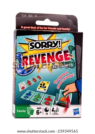 RIVER FALLS,WISCONSIN-DECEMBER 22,2014: Revenge card game from Hasbro. Hasbro Incorporated is one of the largest toy makers in the world.