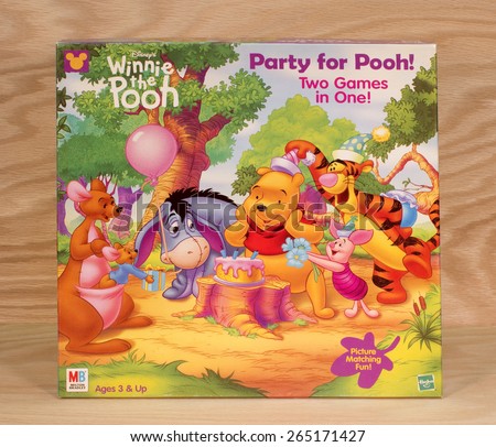 RIVER FALLS,WISCONSIN-MARCH 30,2015: A Winnie the Pooh Party game box by Milton Bradley.