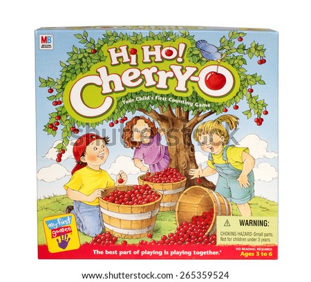 RIVER FALLS,WISCONSIN-MARCH 30,2015: A Hi Ho Cherry-o game box from Milton Bradley.