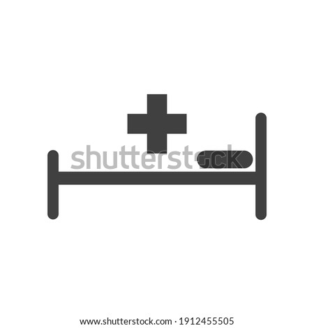 Hospital icon, black isolated icon with medical cross, vector illustration.