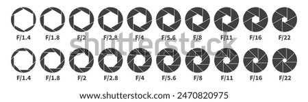 Aperture icon set. Aperture icons on white background