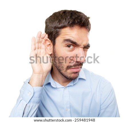 Close up of a concerned guy with gesture of not listening
