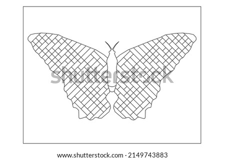 Image of butterfly coloring pages for adults with checkered pattern wings. Digital detox. Anti stress. EPS8 #538