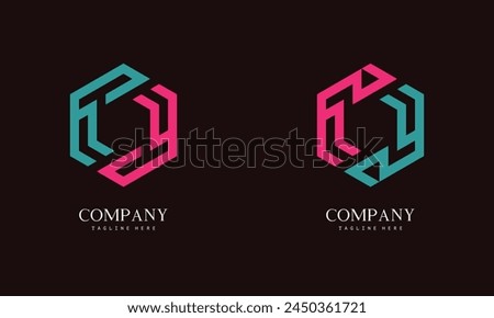 Set of hexagon-shaped monogram logo with the initial letter Y. Suitable for various businesses.