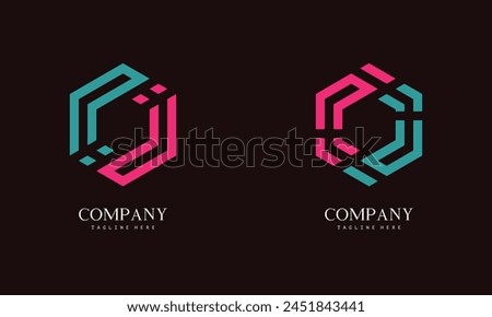 Set of hexagon-shaped monogram logo with the initial letter U. Suitable for various businesses.