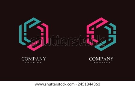 Set of hexagon-shaped monogram logo with the initial letter J. Suitable for various businesses.