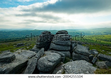 Stunning view of the rugged granite of King's Tor, Princetown, Devon, UK Stock fotó © 