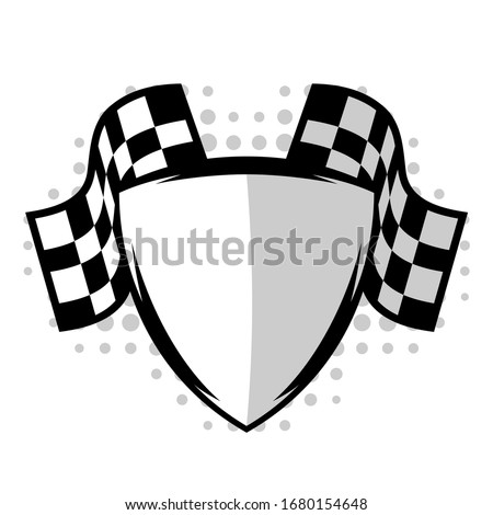 shield logo template with checkered racing flag