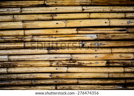 Nature wall and fence background from bamboo with vintage style