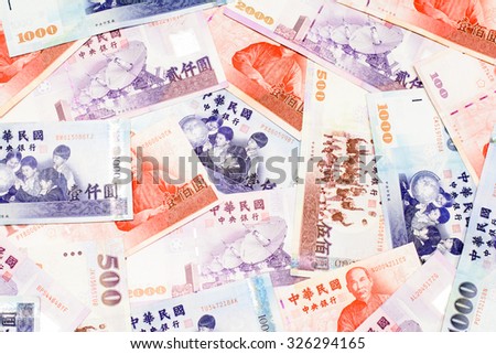 Ready for exchange with colorful of Taiwan,Taipeh dollars currency,money