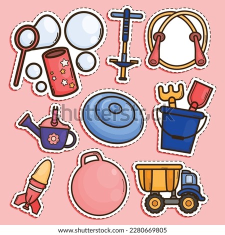 Set of Kid Toys Cute Sticker Illustration